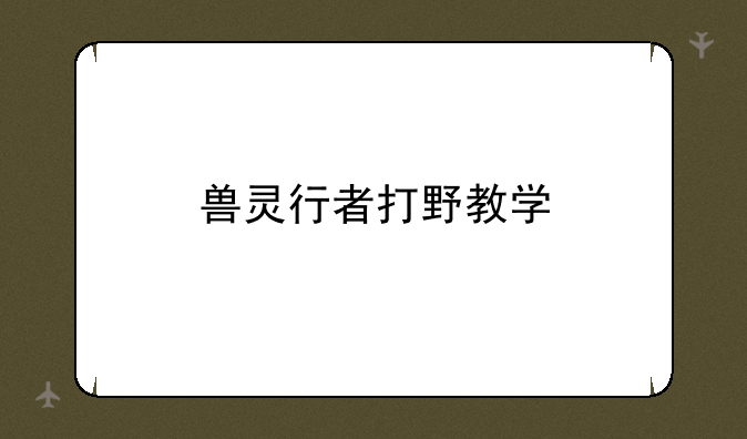 兽灵行者打野教学