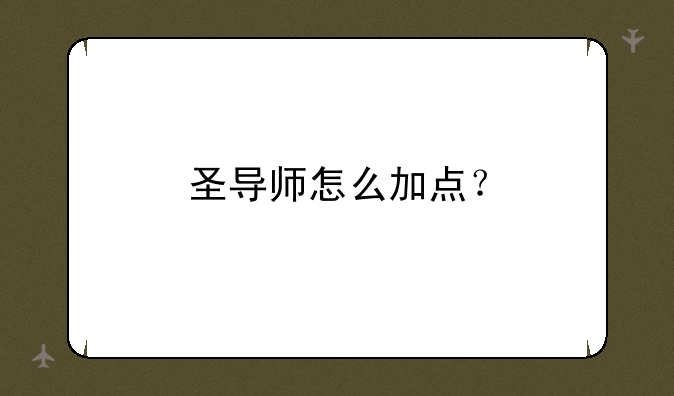 圣导师怎么加点？