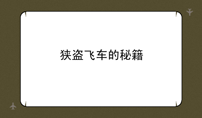 狭盗飞车的秘籍
