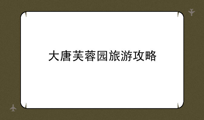 大唐芙蓉园旅游攻略