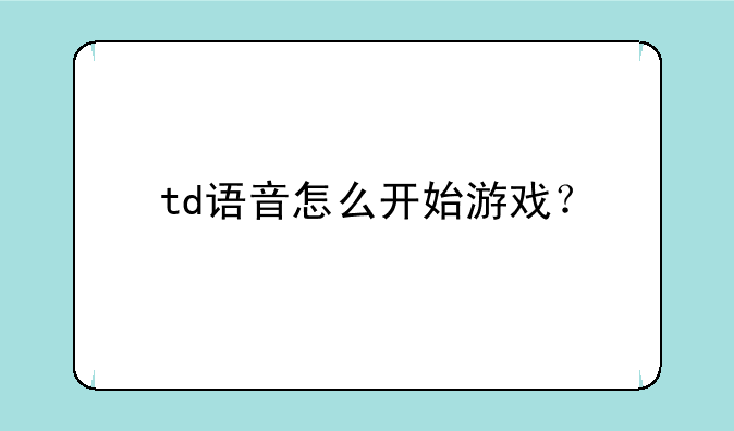 td语音怎么开始游戏？