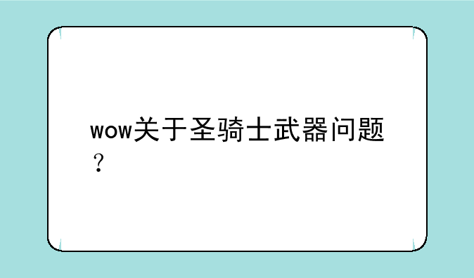 wow关于圣骑士武器问题？
