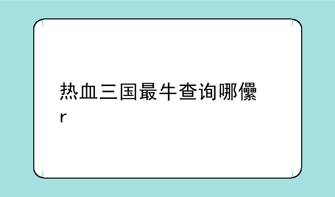 热血三国最牛查询哪儿有