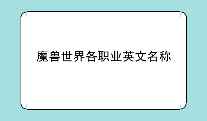 魔兽世界各职业英文名称