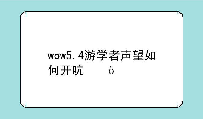 wow5.4游学者声望如何开启？