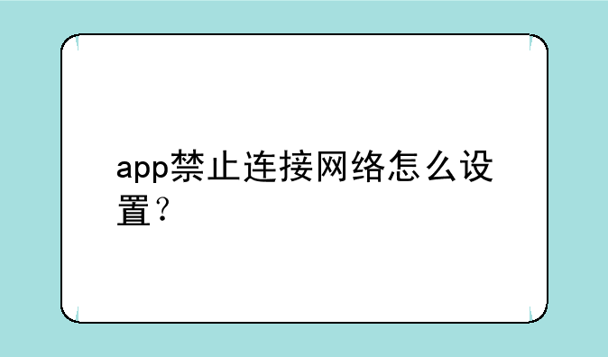 app禁止连接网络怎么设置？