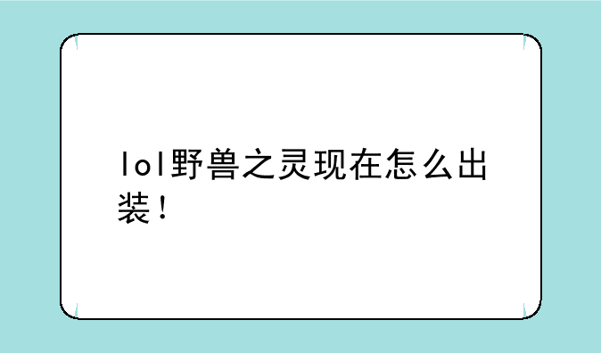 lol野兽之灵现在怎么出装！