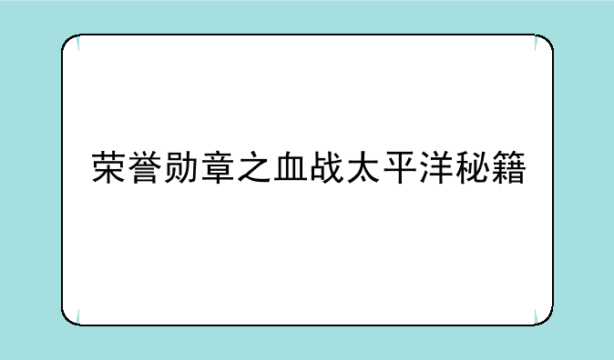 荣誉勋章之血战太平洋秘籍