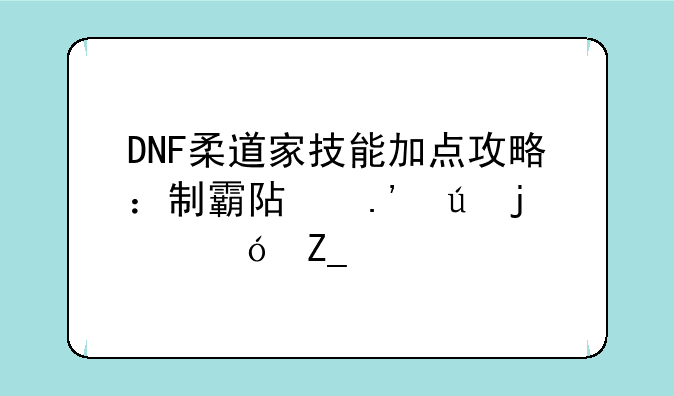 DNF柔道家技能加点攻略：制霸阿拉德的格斗大师