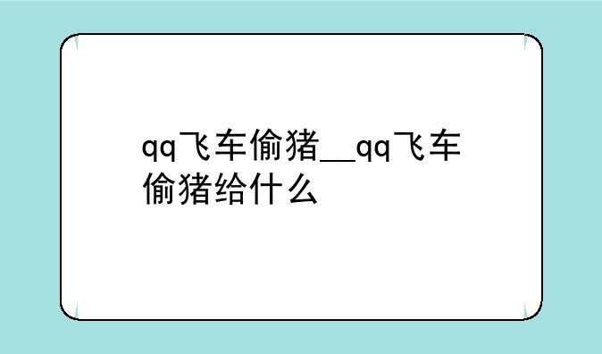 qq飞车偷猪__qq飞车偷猪给什么