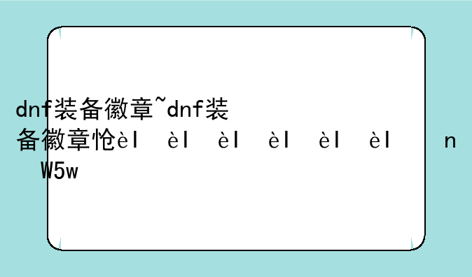 dnf装备徽章~dnf装备徽章怎么升级