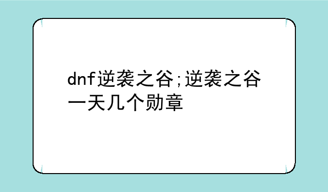 dnf逆袭之谷;逆袭之谷一天几个勋章