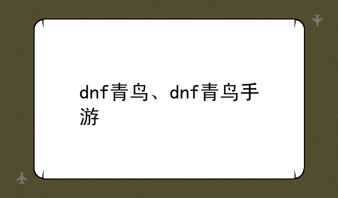 dnf青鸟、dnf青鸟手游