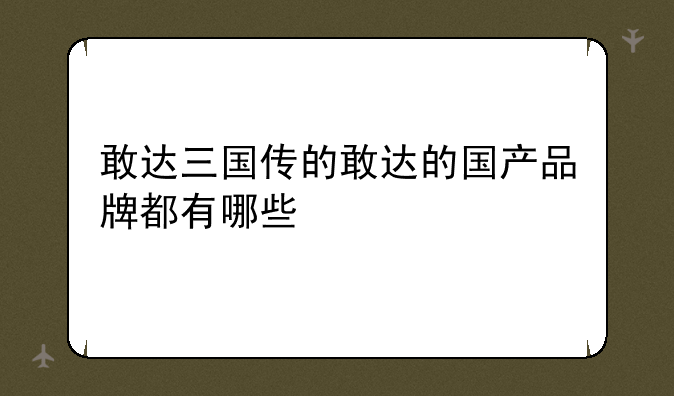 敢达三国传的敢达的国产品牌都有哪些
