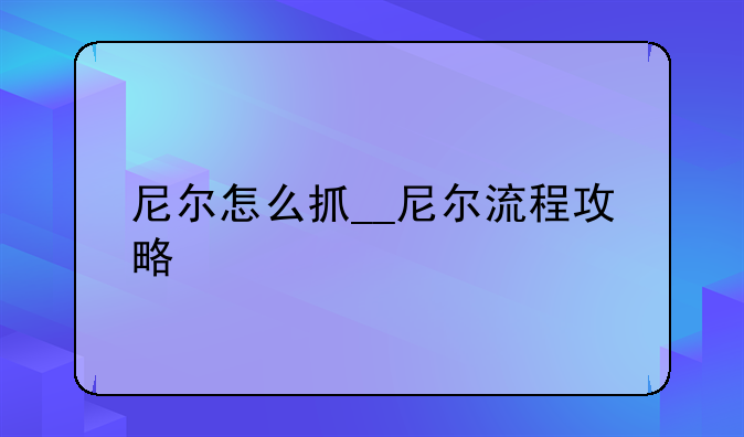 尼尔怎么抓__尼尔流程攻略