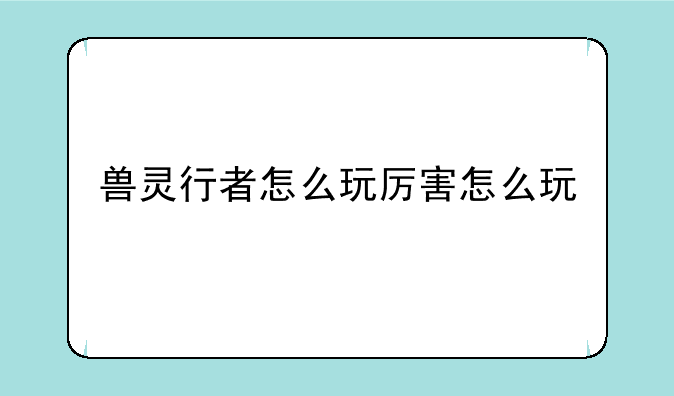 兽灵行者怎么玩厉害怎么玩